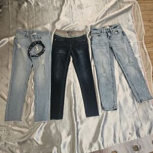 Trendy Kids' Skinny Jeans Set - Light Blue, Dark Blue, and Blue